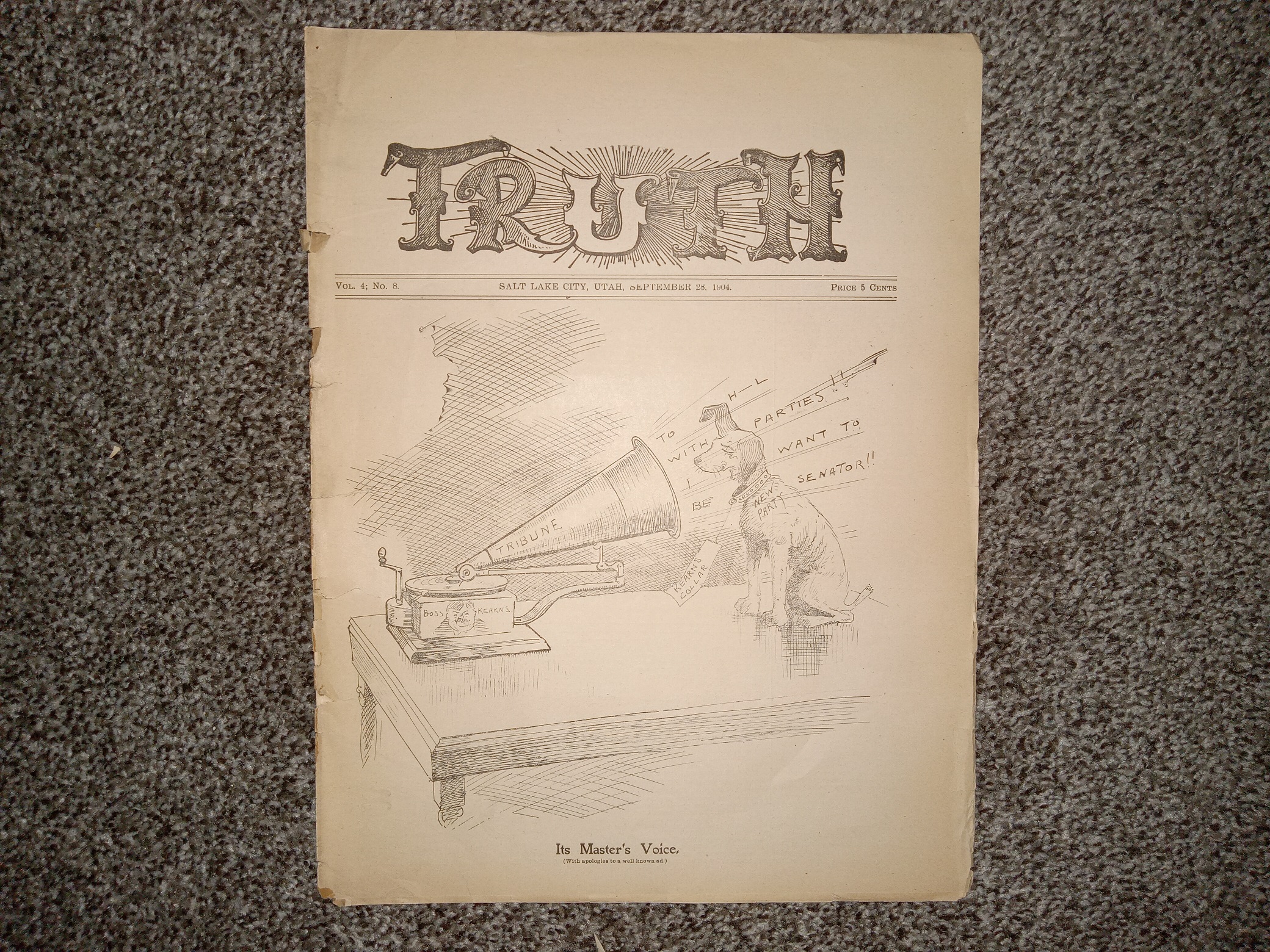 Truth: Vol. 4, No. 8, Salt Lake City, Utah, September 28, 1904 (Uncut) (Newspaper) (1904)