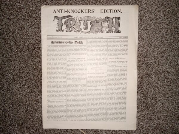 Truth: Special Edition No. 10, Salt Lake City, Utah, June 28, 1905 (Newspaper) (1905)