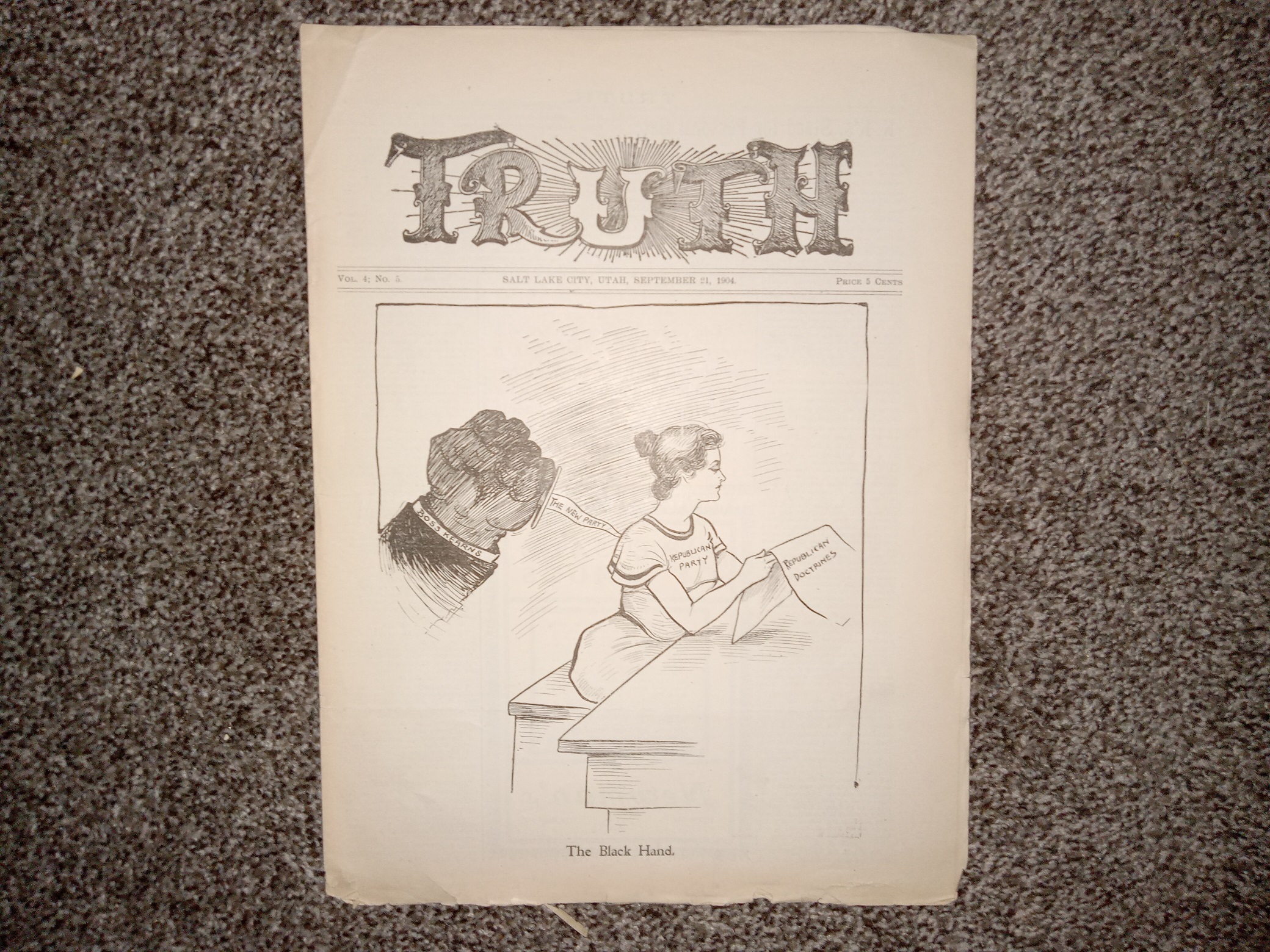 Truth: Vol. 4, No. 5, Salt Lake City, Utah, September 21, 1904 (Uncut) (Newspaper) (1904)