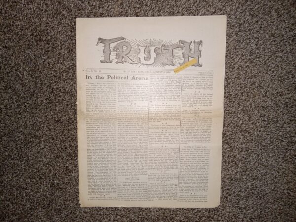 Truth: Vol. 2, No. 48, Salt Lake City, Utah, August 8, 1903 (Newspaper) (1903)