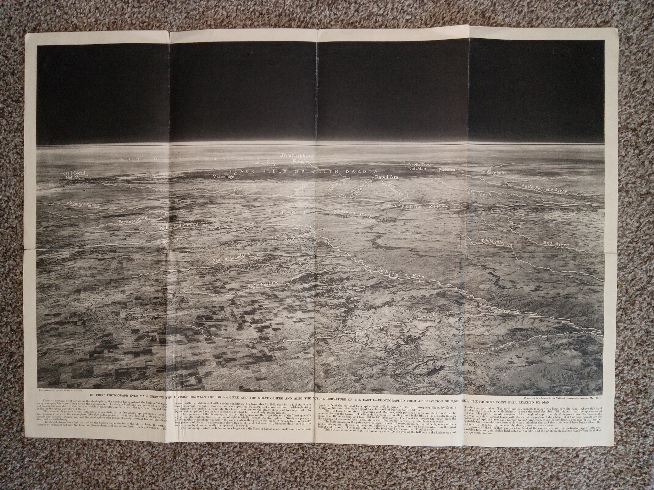 The First Photograph Ever Made Showing the Division Between the Troposphere and the Stratosphere and Also the Actual Curvature of the Earth ~ by Captain Albert W. Stevens