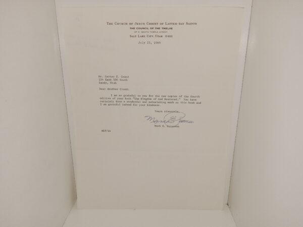 Letter Signed by LDS Apostle Mark E. Petersen (1969)