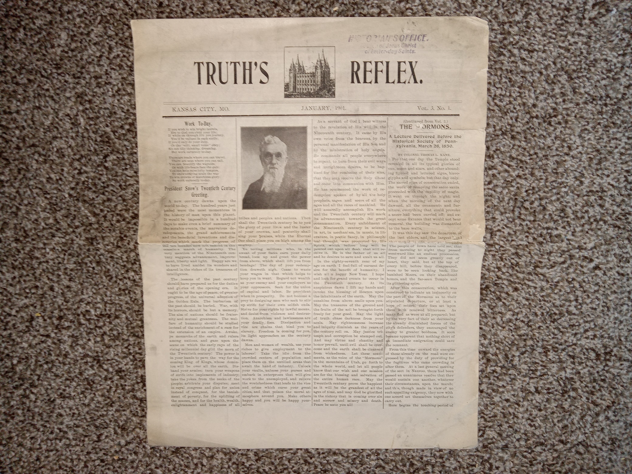 Truth’s Reflex: Vol. 3, No. 1, January, 1901 (Newspaper) (Ex-Library) (1901)