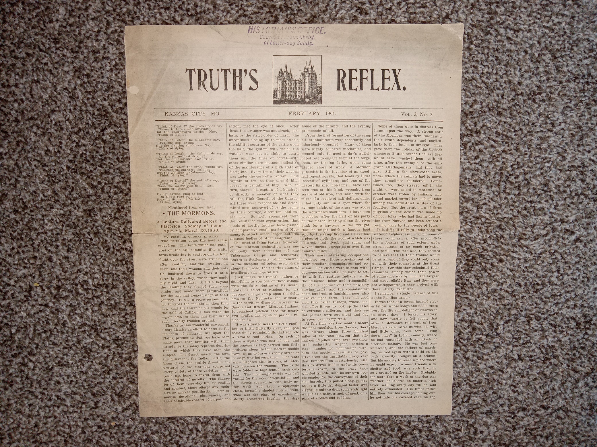 Truth’s Reflex: Vol. 3, No. 2, February, 1901 (Newspaper) (Ex-Library) (1901)