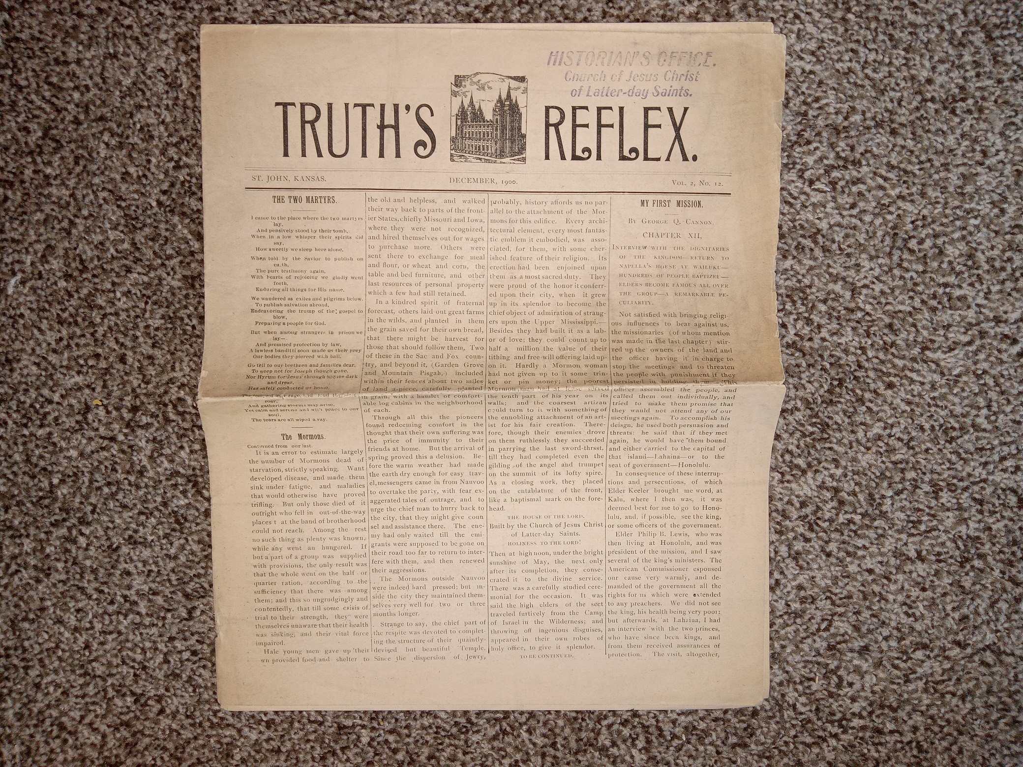 Truth’s Reflex: Vol. 2, No. 12, December, 1900 (Newspaper) (Ex-Library) (Uncut) (1900)