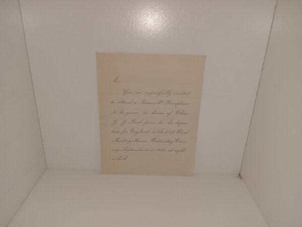 LDS Program for the Farewell Reception of Elder J. J. Paul (Pamphlet) (1896)