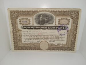 Utah Copper Company Shares Certificate (1927)