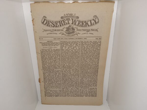 The Deseret Weekly: Vol. 45, No. 24, Salt Lake City, Utah, Saturday, December 3, 1892 (1892)
