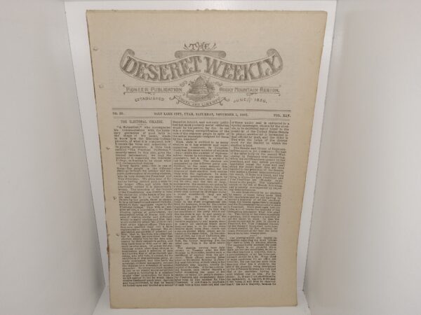 The Deseret Weekly: Vol. 45, No. 20, Salt Lake City, Utah, Saturday, November 5, 1892 (1892)