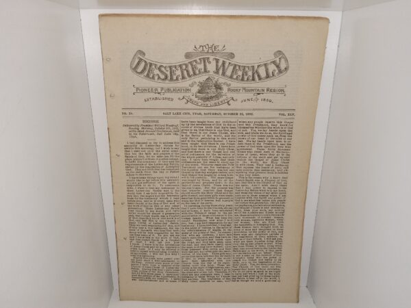 The Deseret Weekly: Vol. 45, No. 18, Salt Lake City, Utah, Saturday, October 22, 1892 (1892)