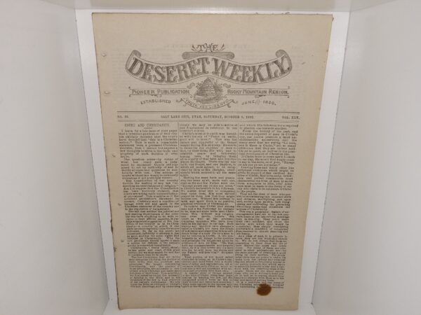 The Deseret Weekly: Vol. 45, No. 16, Salt Lake City, Utah, Saturday, October 8, 1892 (1892)