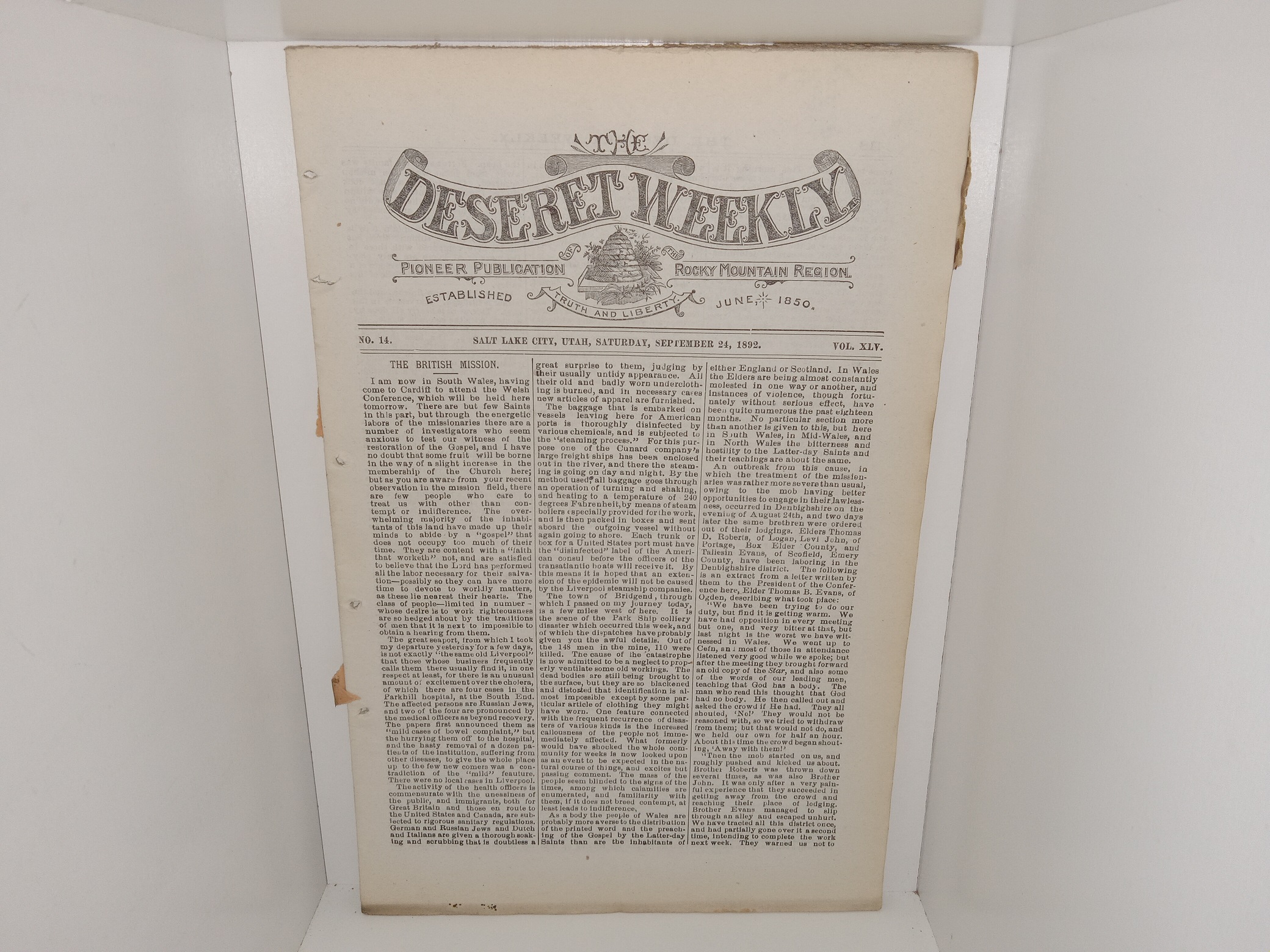 The Deseret Weekly: Vol. 45, No. 14, Salt lake city, Utah, Saturday, September 24, 1892 (1892)