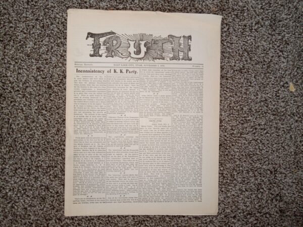 Truth: Special Edition, Salt Lake City, Utah, November 2, 1904 (Newspaper) (Uncut) (1904)