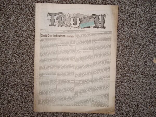 Truth: Vol. 4, No. 27, Salt Lake City, Utah, March 18, 1905 (Newspaper) (1905)
