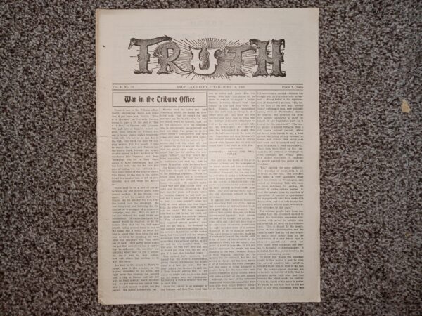 Truth: Vol. 4, No. 39, Salt Lake City, Utah, June 10, 1905 (Newspaper) (1905)