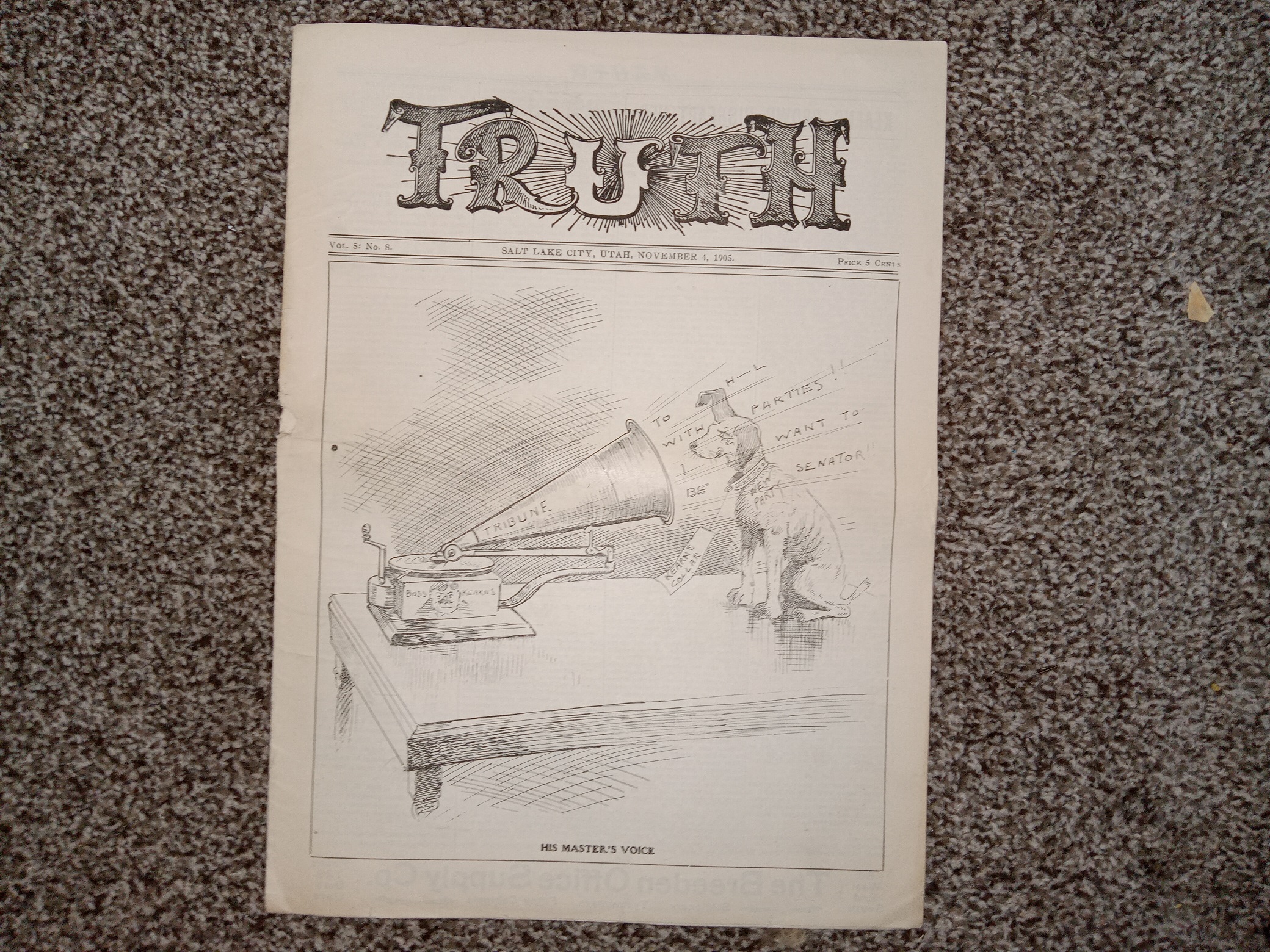 Truth: Vol. 5, No. 8, Salt Lake City, Utah, November 4, 1905 (Newspaper) (1905)