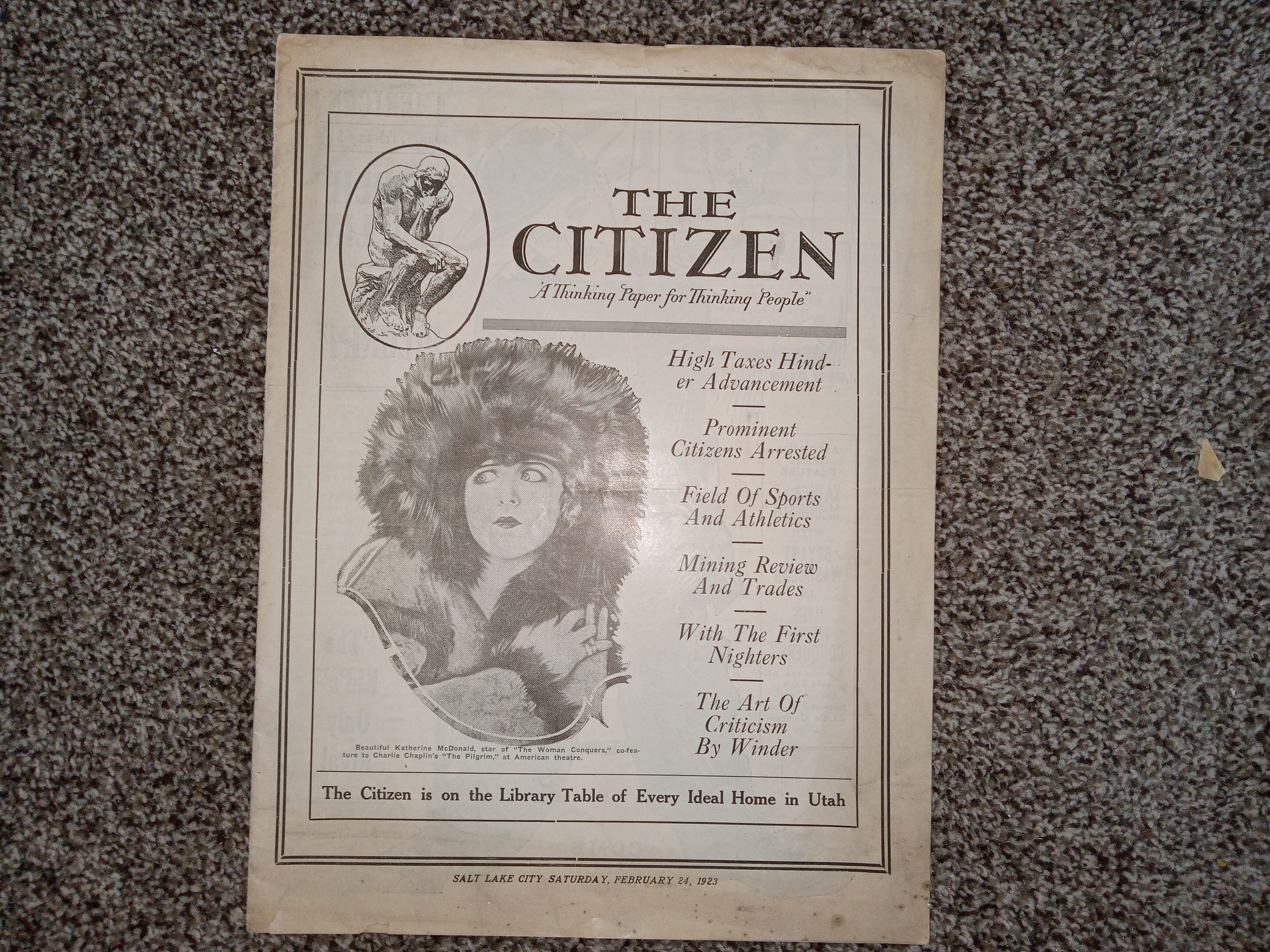The Citizen: Salt lake City, Saturday, February 24, 1924 (Newspaper) (1923)