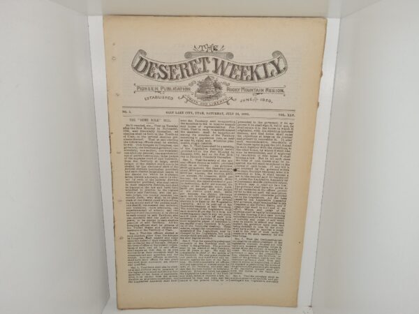 The Deseret Weekly: Vol. 45, No. 5, Salt Lake City, Utah, Saturday, July 23, 1892 (1892)