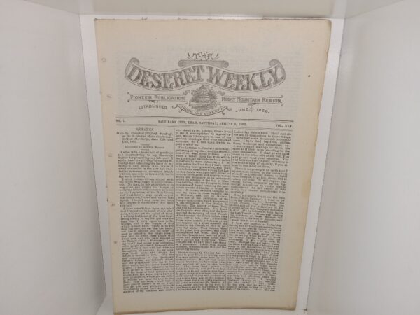 The Deseret Weekly: Vol. 45, No. 7, Salt Lake City, Utah, Saturday, August 6, 1892 (1892)