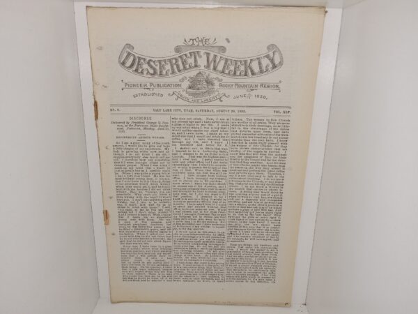 The Deseret Weekly: Vol. 45, No. 9, Salt Lake City, Utah, Saturday, August 20, 1892 (1892)