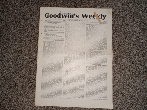 Goodwin's Weekly: Vol. 18, No. 22, Salt Lake City, Utah, March 18, 1911 (Newspaper) (1911)