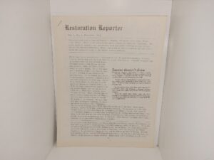 Restoration Reporter: Vol. 3, No. 3, November, 1974 (1974)