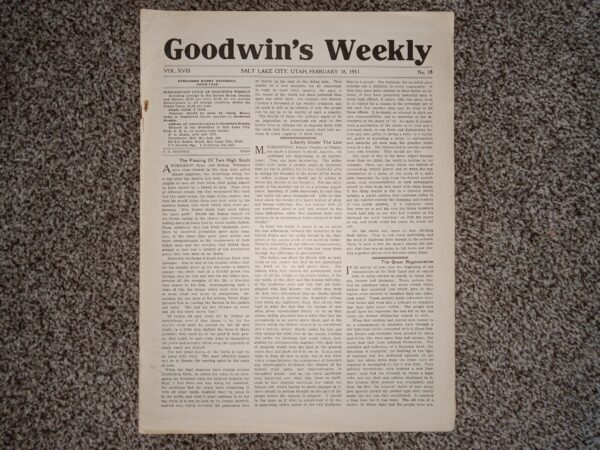 Goodwin's Weekly: Vol. 18, No. 18, Salt Lake City, Utah, February 18, 1911 (Newspaper) (1911)