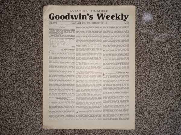 Goodwin's Weekly: Aviation Number: Vol. 18, No. 17, Salt Lake City, Utah, February 11, 1911 (Newspaper) (1911)