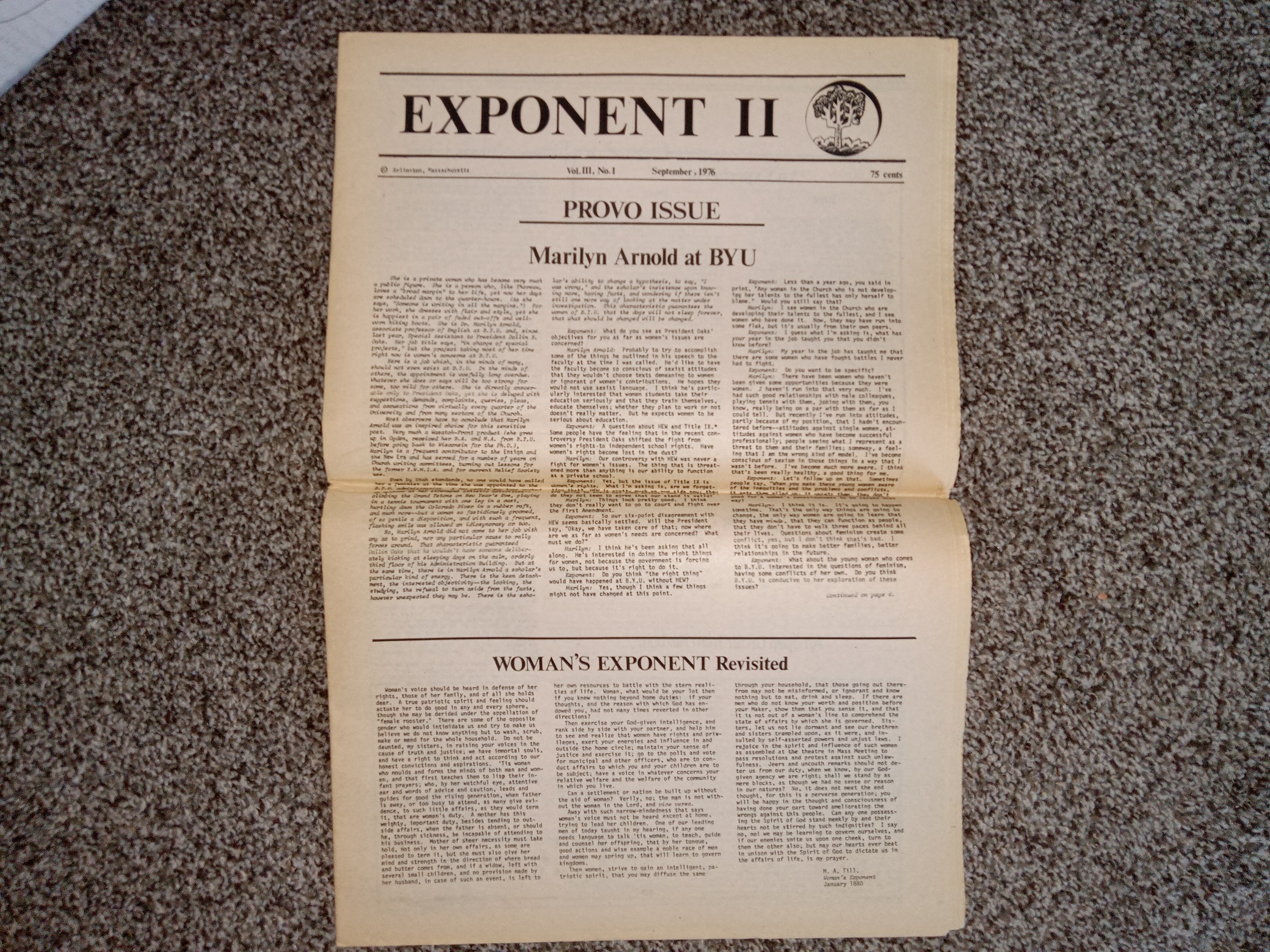 Exponent II: Vol. 3, No. 1, September, 1976 (Newspaper) (1976)