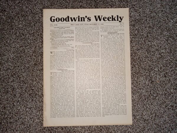 Goodwin’s Weekly: Vol. 18, No. 11, Salt Lake City, Utah, December 31, 1910 (Newspaper) (1910)