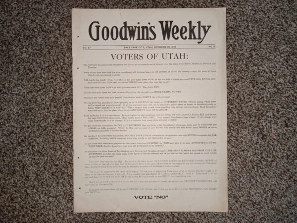 Goodwin’s Weekly: Vol. 27, No. 16, Salt Lake City, Utah, October 28, 1916 (Newspaper) (1916)