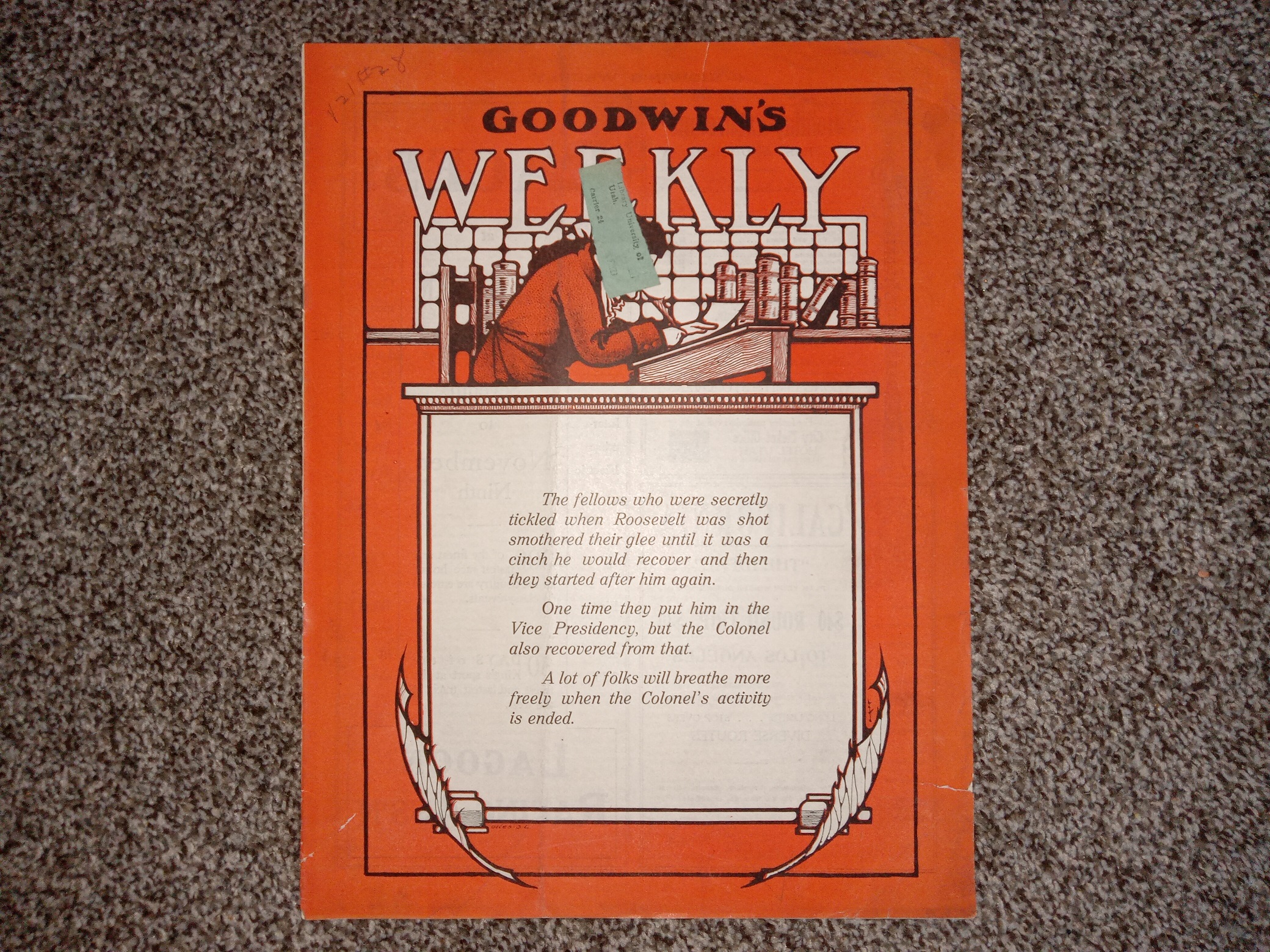 Goodwin’s Weekly: Vol. 21, No. 28, Salt Lake City, Utah, October 26, 1912 (Newspaper) (1912)