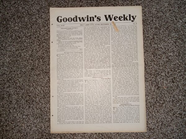Goodwin’s Weekly: Vol. 18, No. 8, Salt Lake City, Utah, December 10, 1910 (Newspaper) (1910)