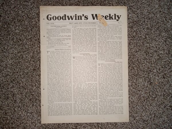 Goodwin's Weekly: Vol. 18, No. 7, Salt Lake City, Utah, December 3, 1910 (Newspaper) (1910)