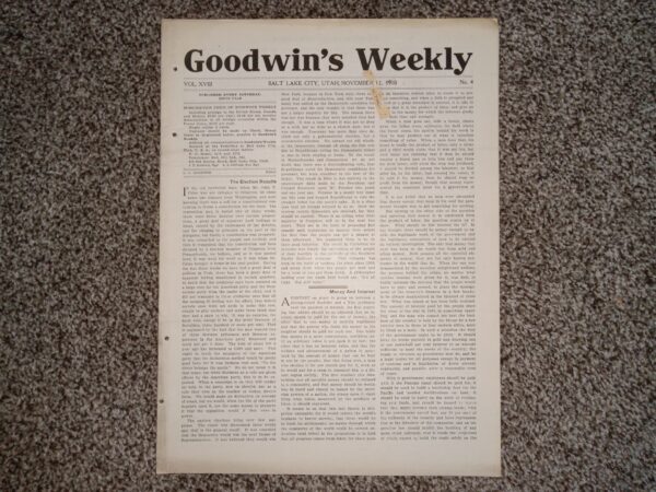 Goodwin's Weekly: Vol. 18, No. 4, November 12, 1910 (Newspaper) (1910)