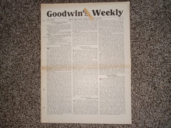 Goodwin’s Weekly: Vol. 18, No. 13, Salt Lake City, Utah, January 14, 1911 (Newspaper) (1911)