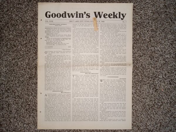 Goodwin’s Weekly: Vol. 18, Salt Lake City, Utah, October 29, 1910 (Newspaper) (1910)