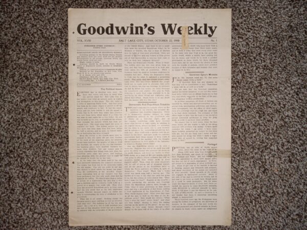 Goodwin’s Weekly: Vol. 18, No. 1, Salt Lake City, Utah, October 22, 1910 (Newspaper) (1910)