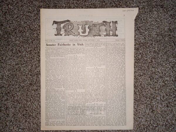 Truth: Vol. 4, No. 12, Salt Lake City, Utah, October 8, 1904 (Newspaper) (Uncut) (1904)