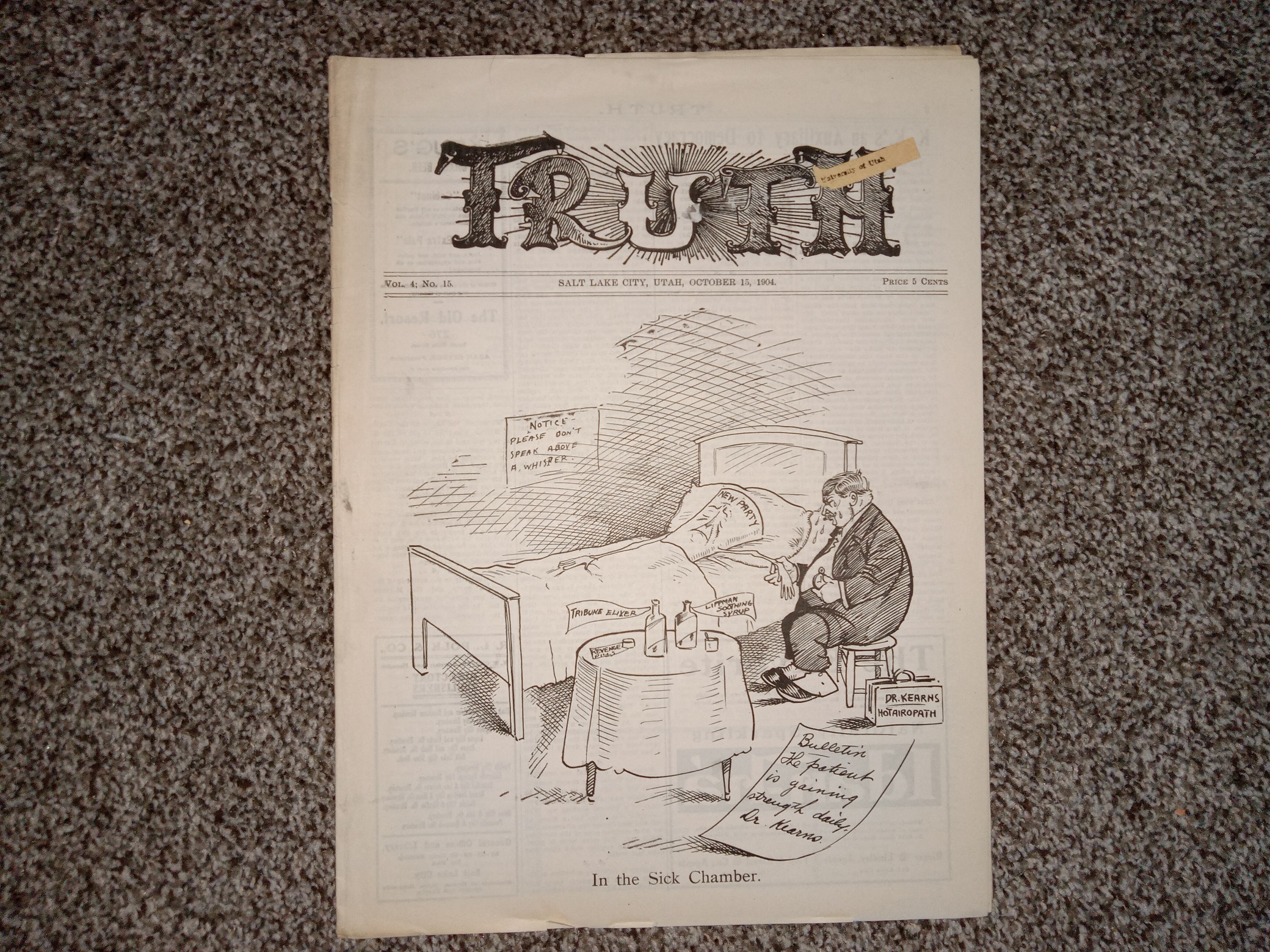 Truth: Vol. 4, No. 15, Salt Lake City, Utah, October 15, 1904 (Newspaper) (1904)