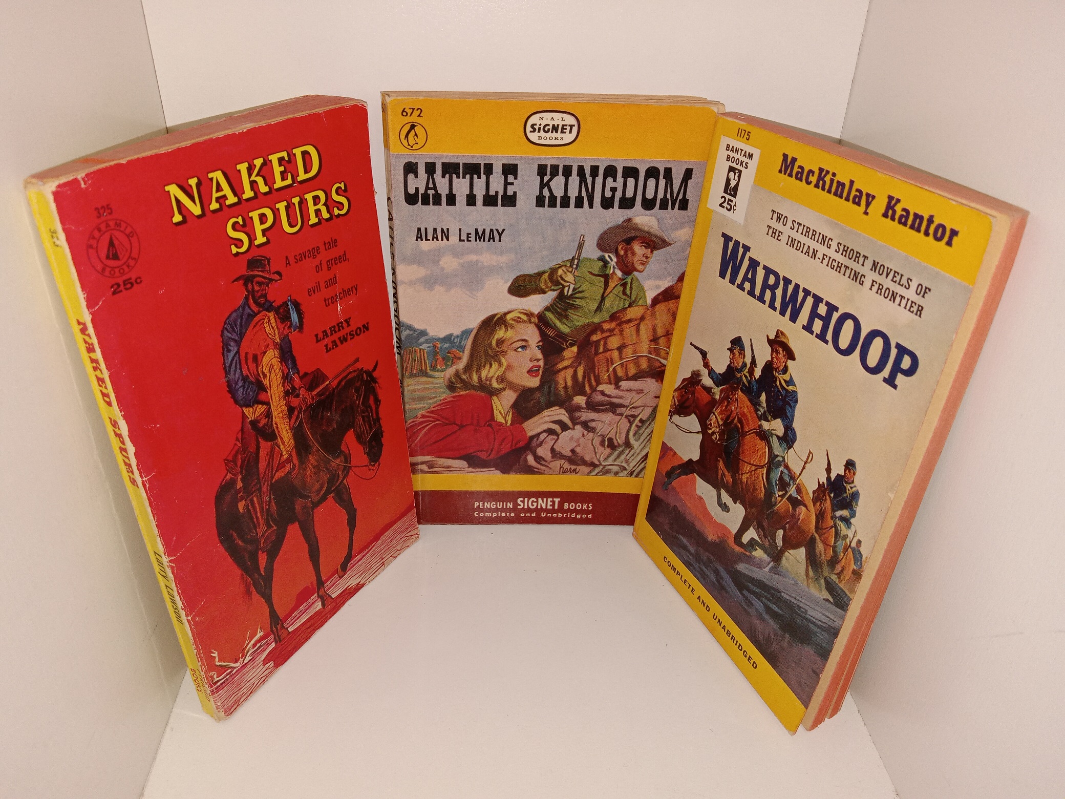 3 Western Novels: Naked Spurs / Cattle Kingdom / Warwhoop (See Details)