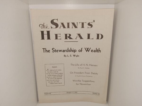 The Saints’ Herald: Vol. 80, No. 42, October 17, 1933 (1933)