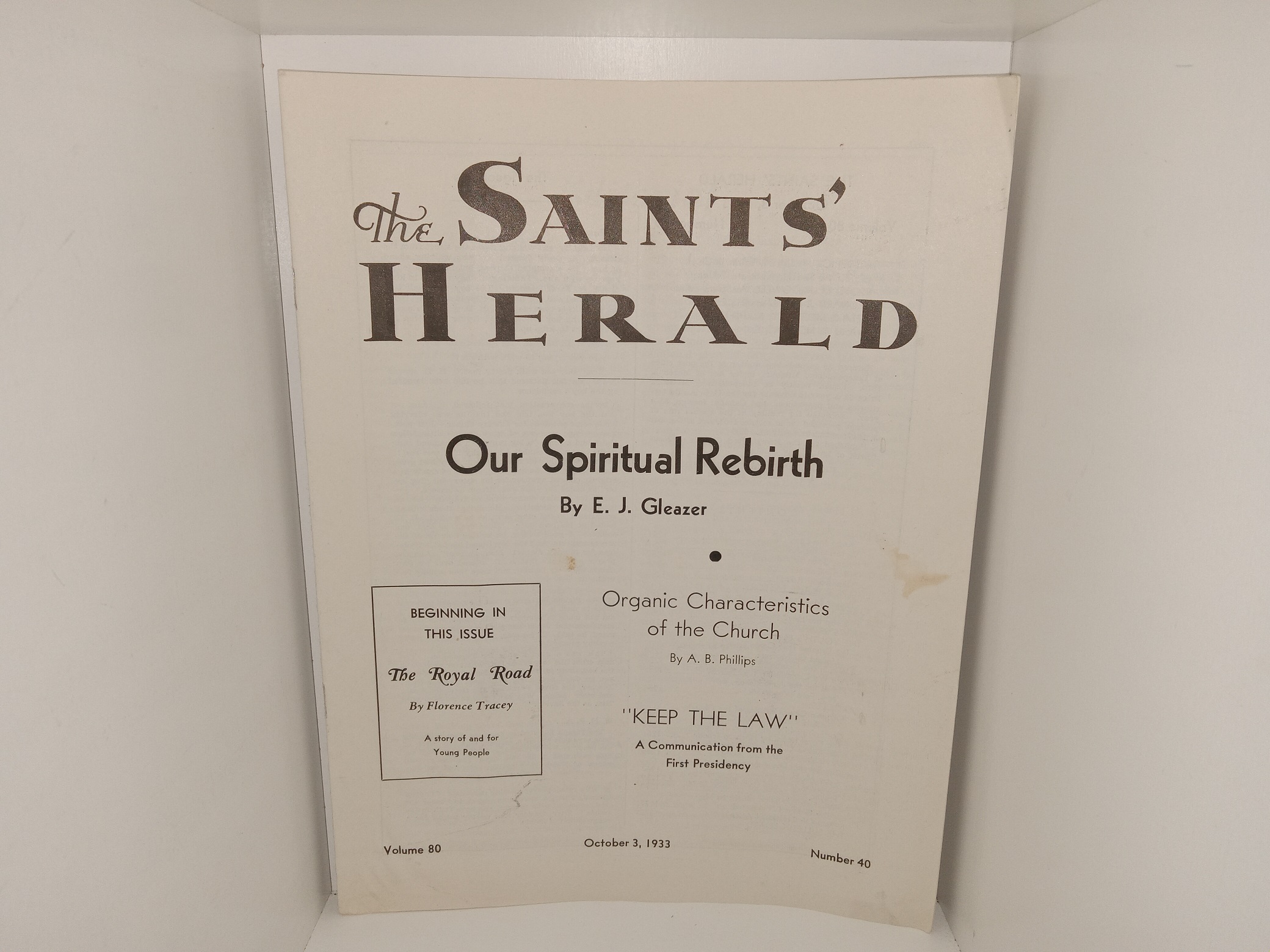 The Saints Herald: Vol. 80, No. 40, October 3, 1933 (1933)