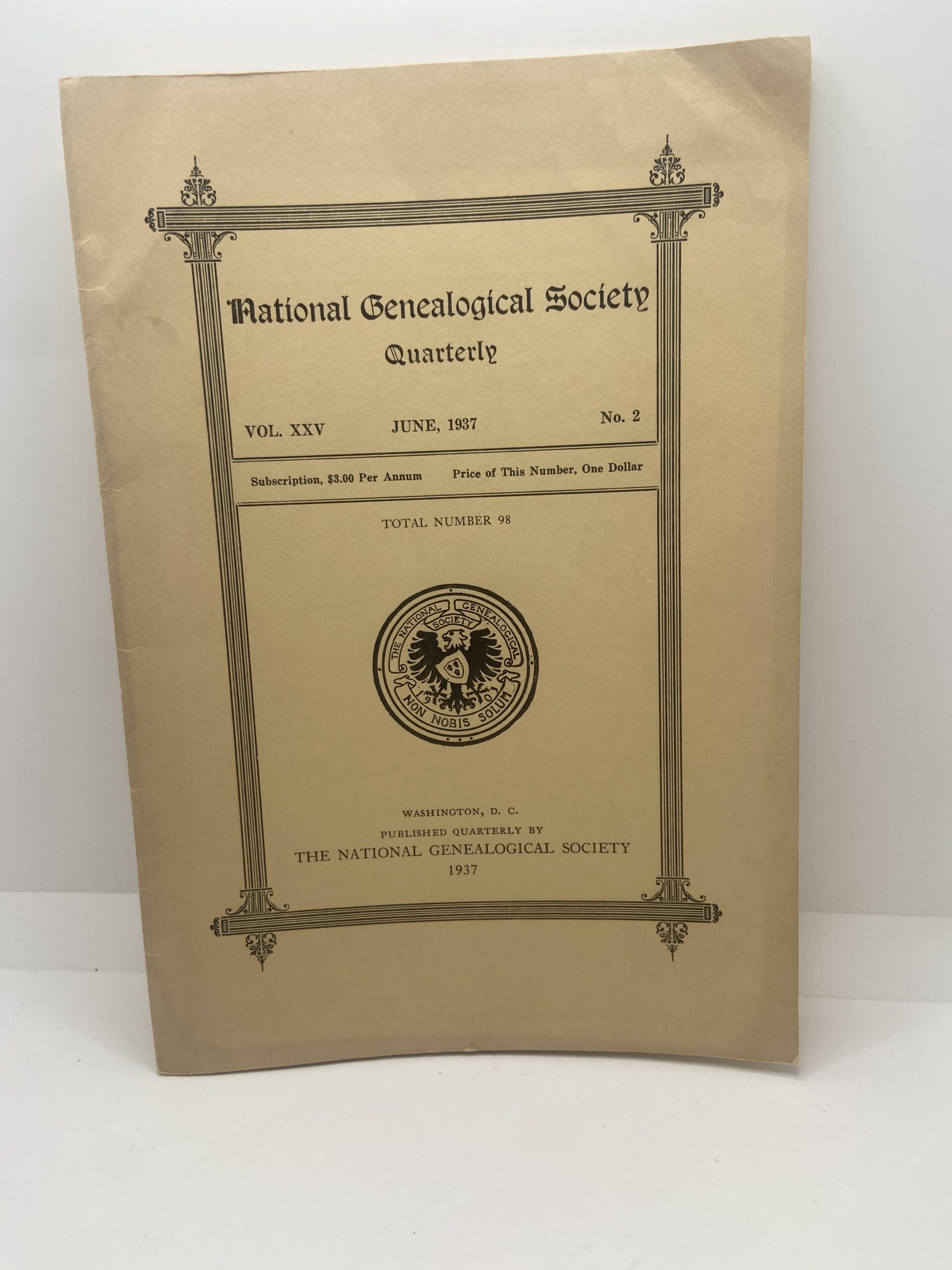 National Genealogical Society Quarterly – Vol. XXV No. 2 June 1937 ...