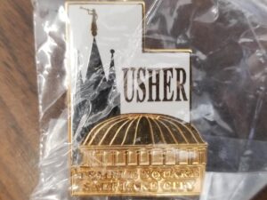 “Usher — Temple Square, Salt Lake City” — TEMPLE USHER PIN