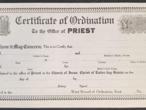 Old Certificate of Ordination To the Office of Priest — Unused