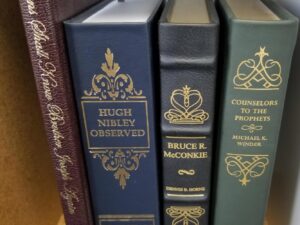 4 Eborn Books Leather Books: 1) Bruce R. McConkie (Horne), 2) Hugh Nibley Observed, 3) Counselors to the Prophets (Winder), 4) Millions Shall Know Brother Joseph Again (Tracy)