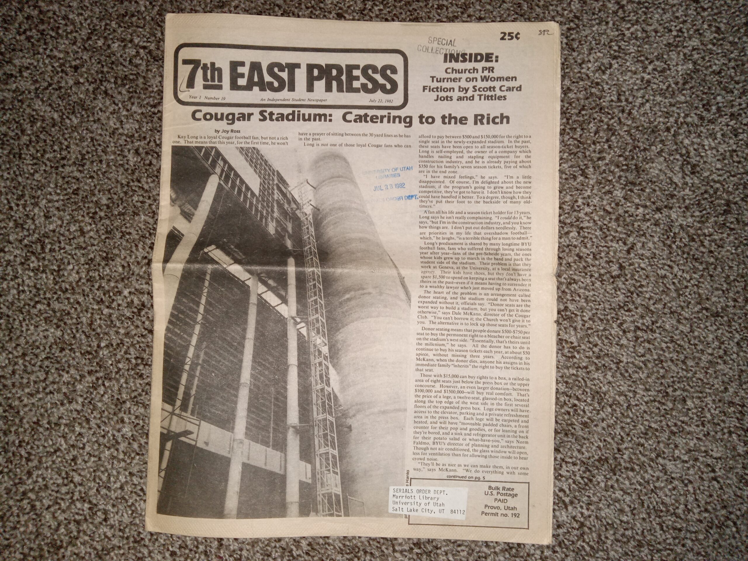7th East Press: Year 1, No. 19, July 22, 1982 (Newspaper) (1982)