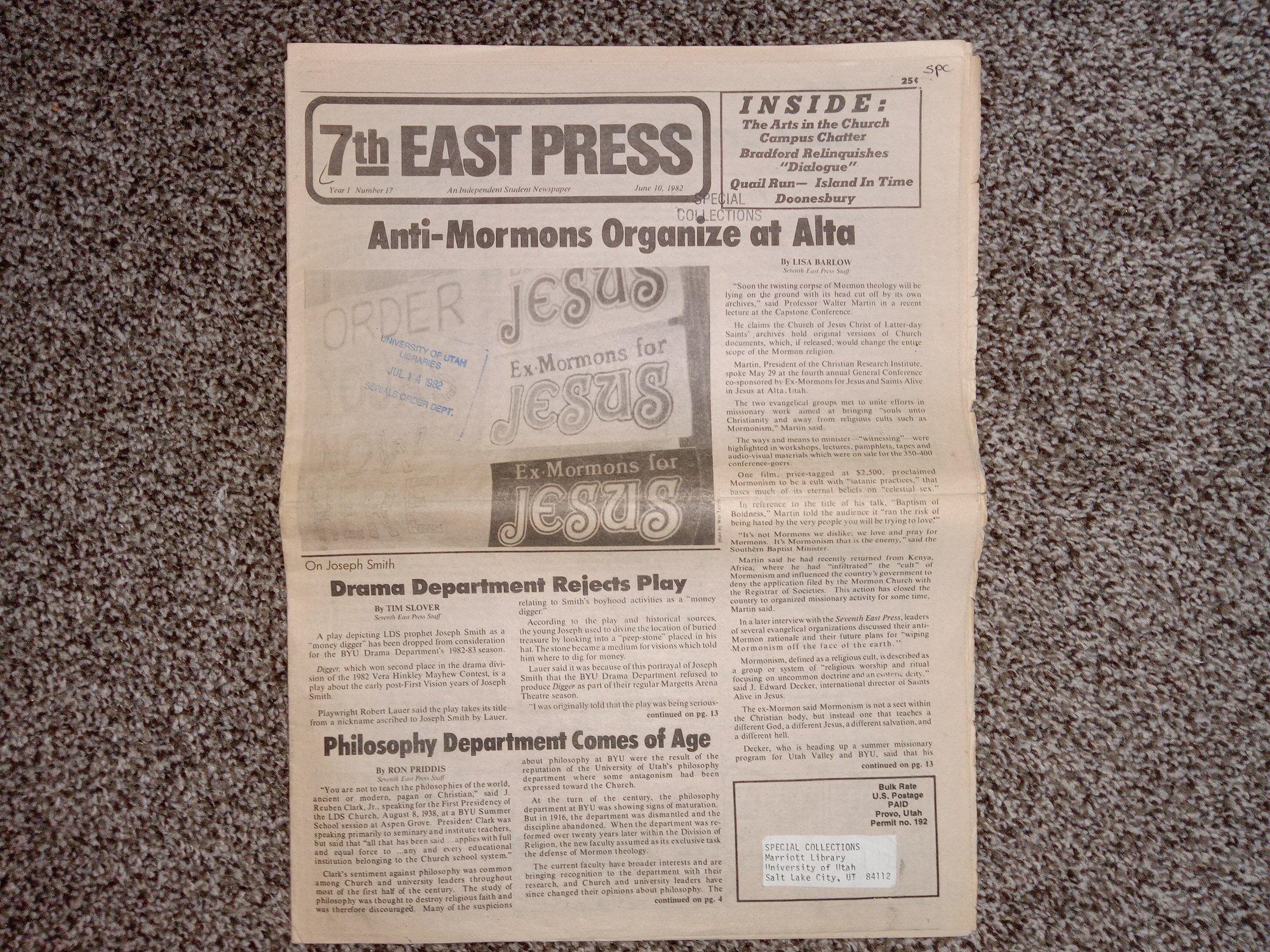 7th East Press: Year 1, No. 17, June 10, 1982 (Ex-Library) (Newspaper) (1982)