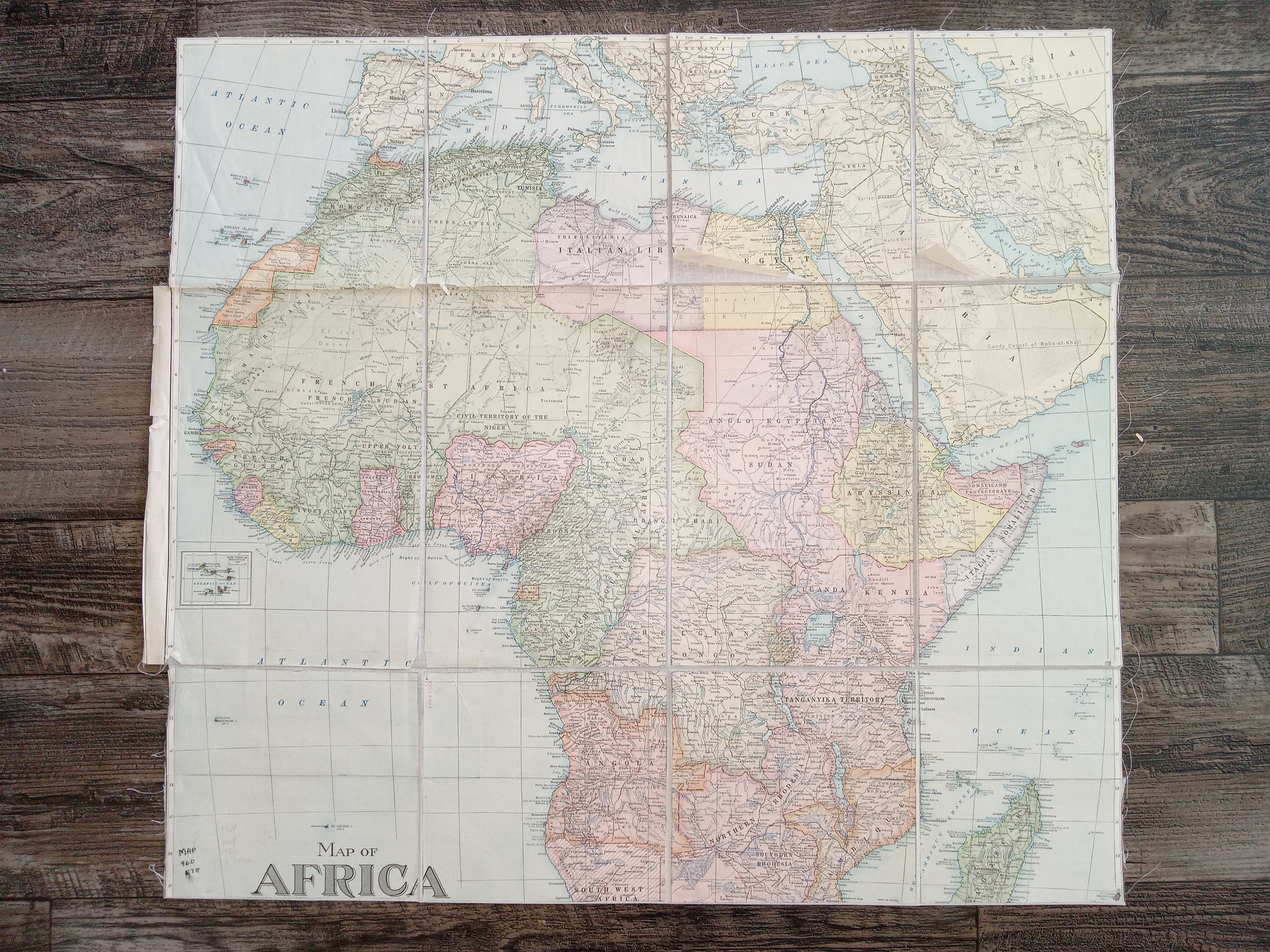 Fold-up Map of Africa and Adjoining Portions of Europe and Asia (1922)